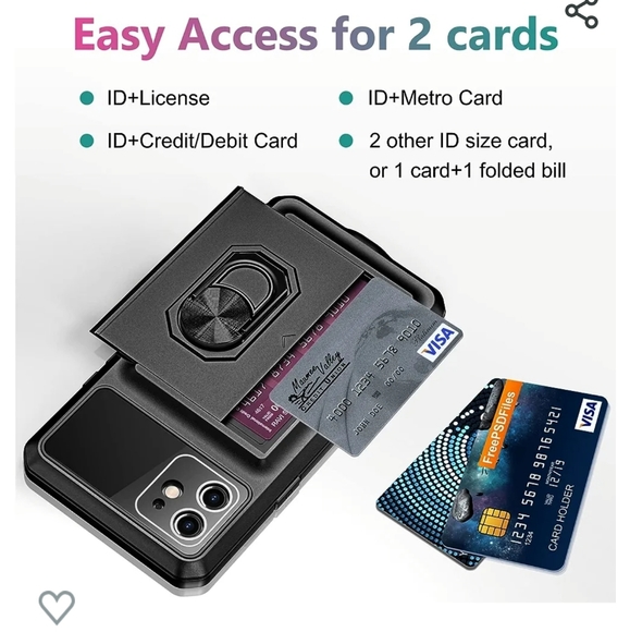 IPhone 12 phone case with hidden ID holder, kickstand, magnetic holder - Picture 10 of 11